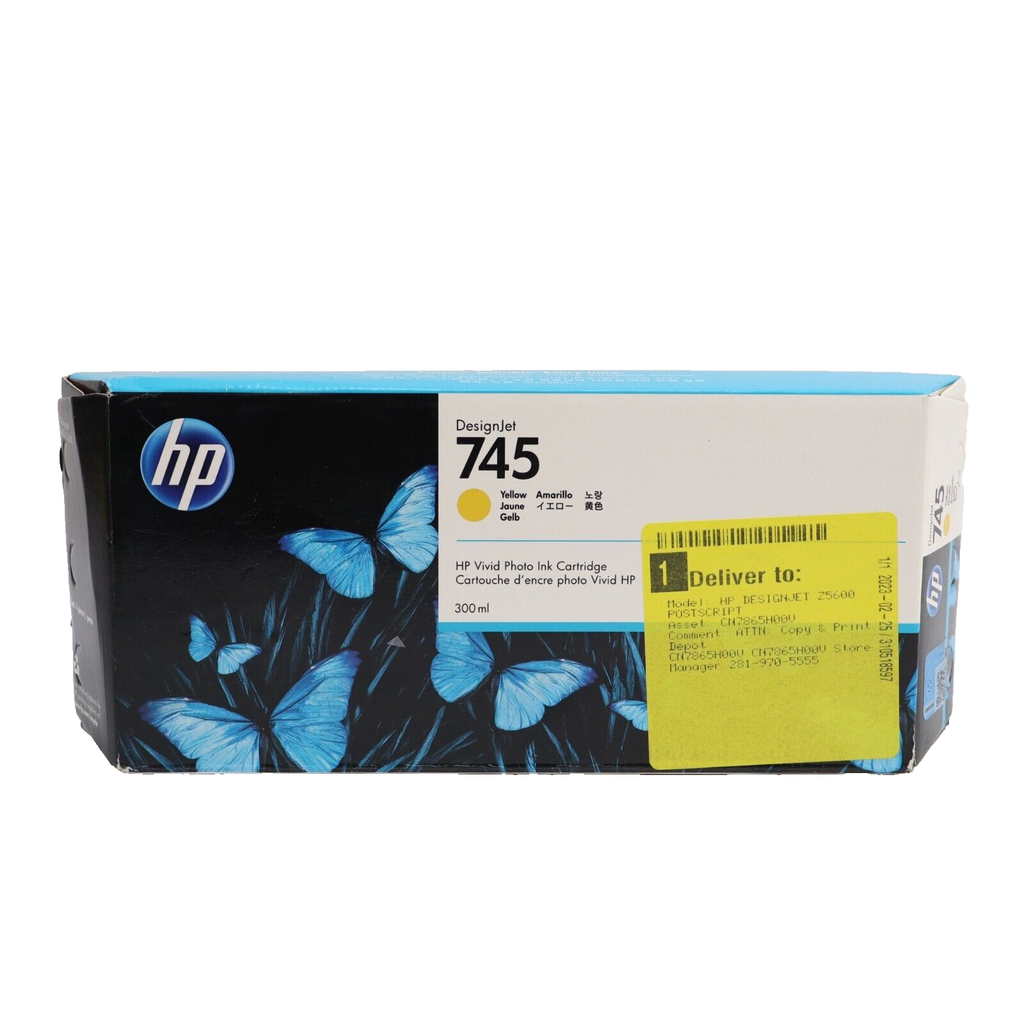 GENUINE HP 745 DesignJet Yellow Ink Cartridge F9K02A 300ml Exp 03/2025 SHIPS NOW