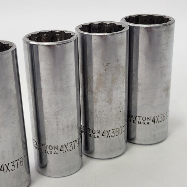 🔧VINTAGE LOT OF 8 Dayton DEEP SOCKETS 1/2” - 15/16