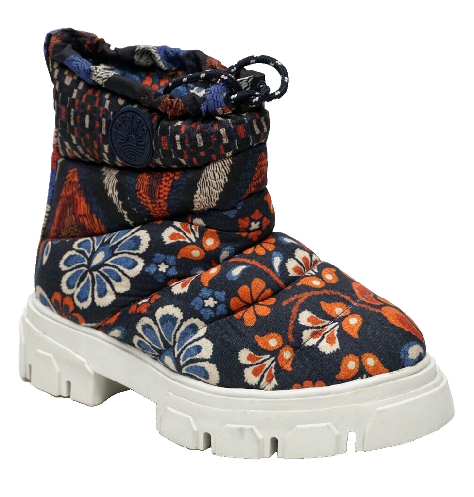 🔥Farm Rio Lug Sole Puffer Bootie Platform Pineapple Flower Moon Boots, 8.5 US🔥