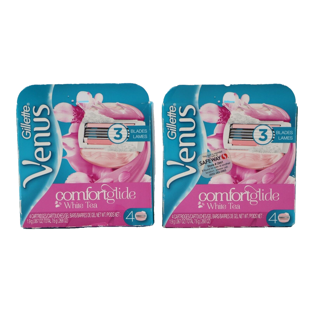 🔥NEW Gillette Venus Comfortglide White Tea 2 PACK X 4=8 Cartridge Refills🔥