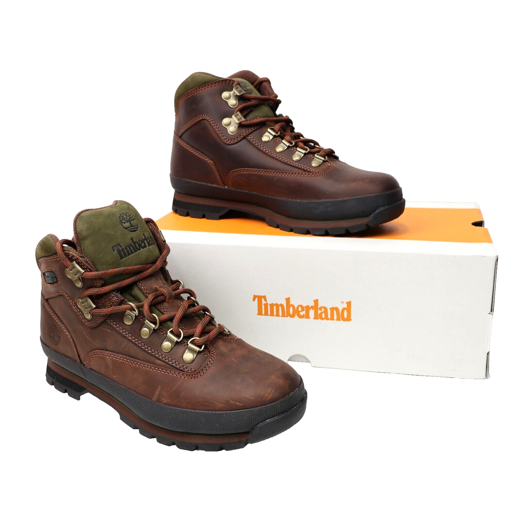 🔥Timberland Euro Hiker Mid Hiker Leather Boot, Brown Full Grain, 8.5US/42EU🔥