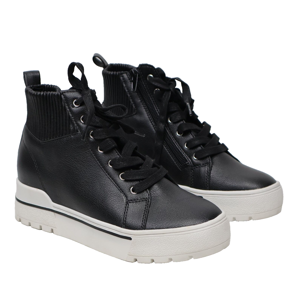 🔥Steve Madden Women's Felix Leather High Top Sneakers, Black, 4US/35EU🔥