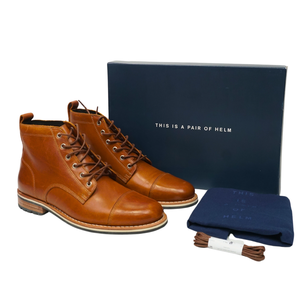 🔥Helm The Hollis Teak Men's Brown Leather Boots 12M US, FAST FREE SHIPPING🔥