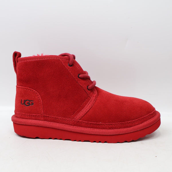 🔥UGG Toddler Neumel II Samba Suede Lace Up Sheepskin Casual Boot Red 3US/35EU🔥