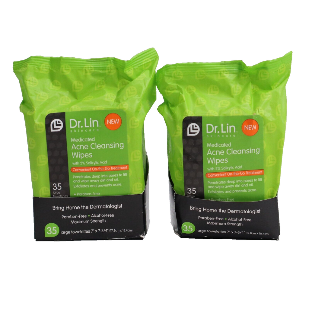 🔥2 PACK NEW Dr. Lin Medicated Skin Acne Cleansing Wipes FAST FREE SHIPPING🔥