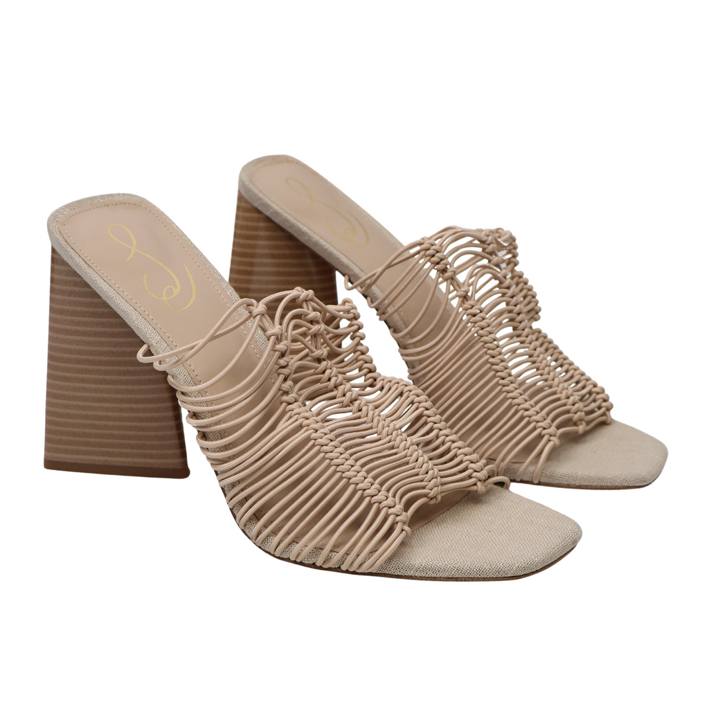 🔥Sam Edelman Women's Laurette Slides Heeled Sandals, Beige, 10US/40EU MSRP$140