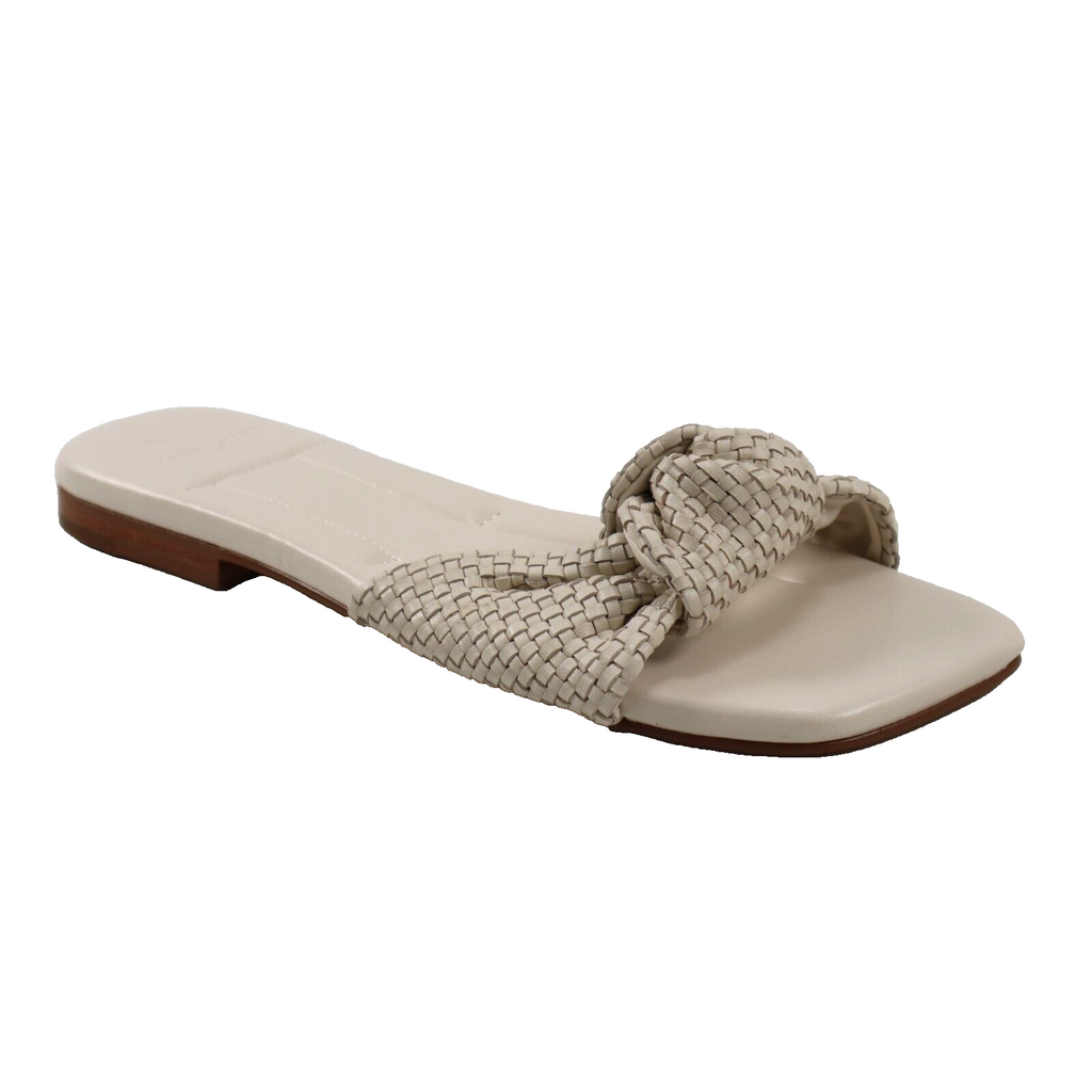 🔥NEW Marc Fisher Marlon Leather Woven Slide Sandals Shoes, White 5.5US MSRP$125