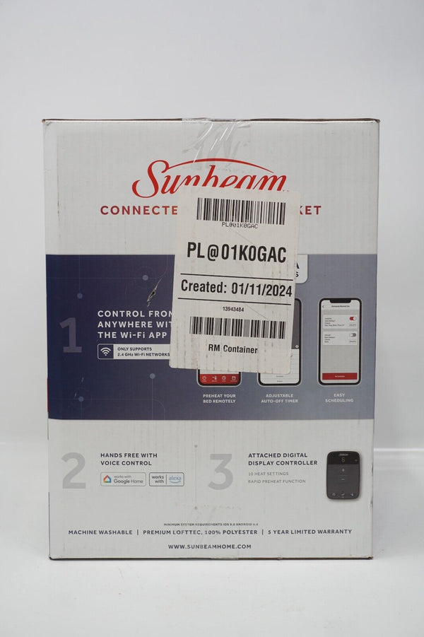 🔥Sunbeam Connected WiFi Heated Electric Blanket, Lofttec, Slate Grey, Twin🔥