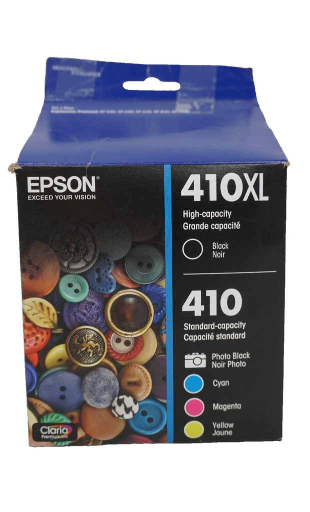 Epson 410 Photo Black Cyan Magenta Yellow 410XL Black Ink Cartridges exp 1/2026