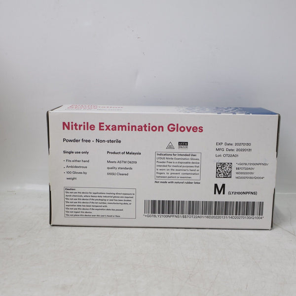 🧤Lydus Nitrile Exam Gloves, Blue Medium Powder-Free, Non-sterile 1 Case (10 BX)
