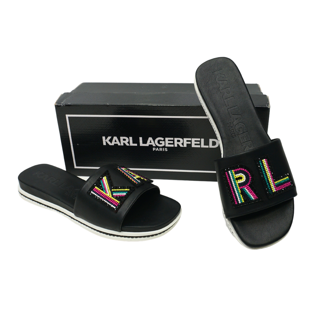 🔥NEW Karl Lagerfeld Paris Jaxine Slide Sandal, Black, 7US/37.5EU, MSRP $109🔥
