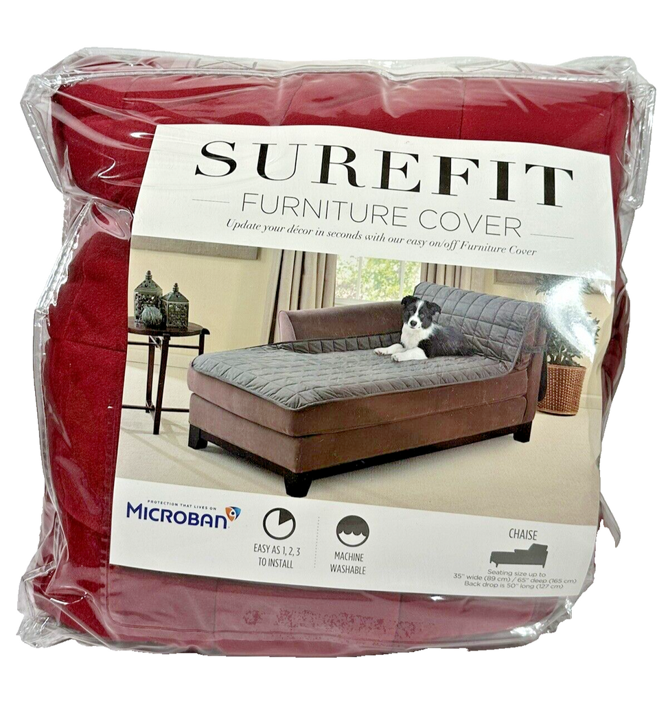 🔥SureFit Comfort Armless Chaise Furniture Cover, Pet Furniture Cover Burgundy