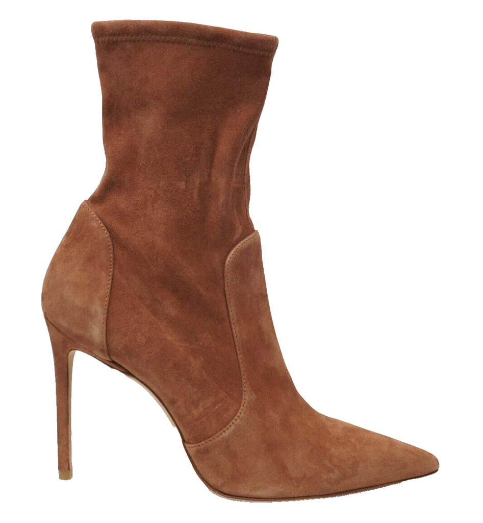 🔥Stuart Weitzman Women's 100mm Stretch Suede Ankle Bootie Brown 12US, MSRP $595