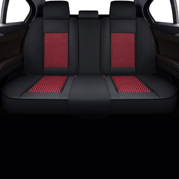 🔥LINGVIDO Car Seat Covers Rear Breathable & Waterproof Rear Ice Red + Black