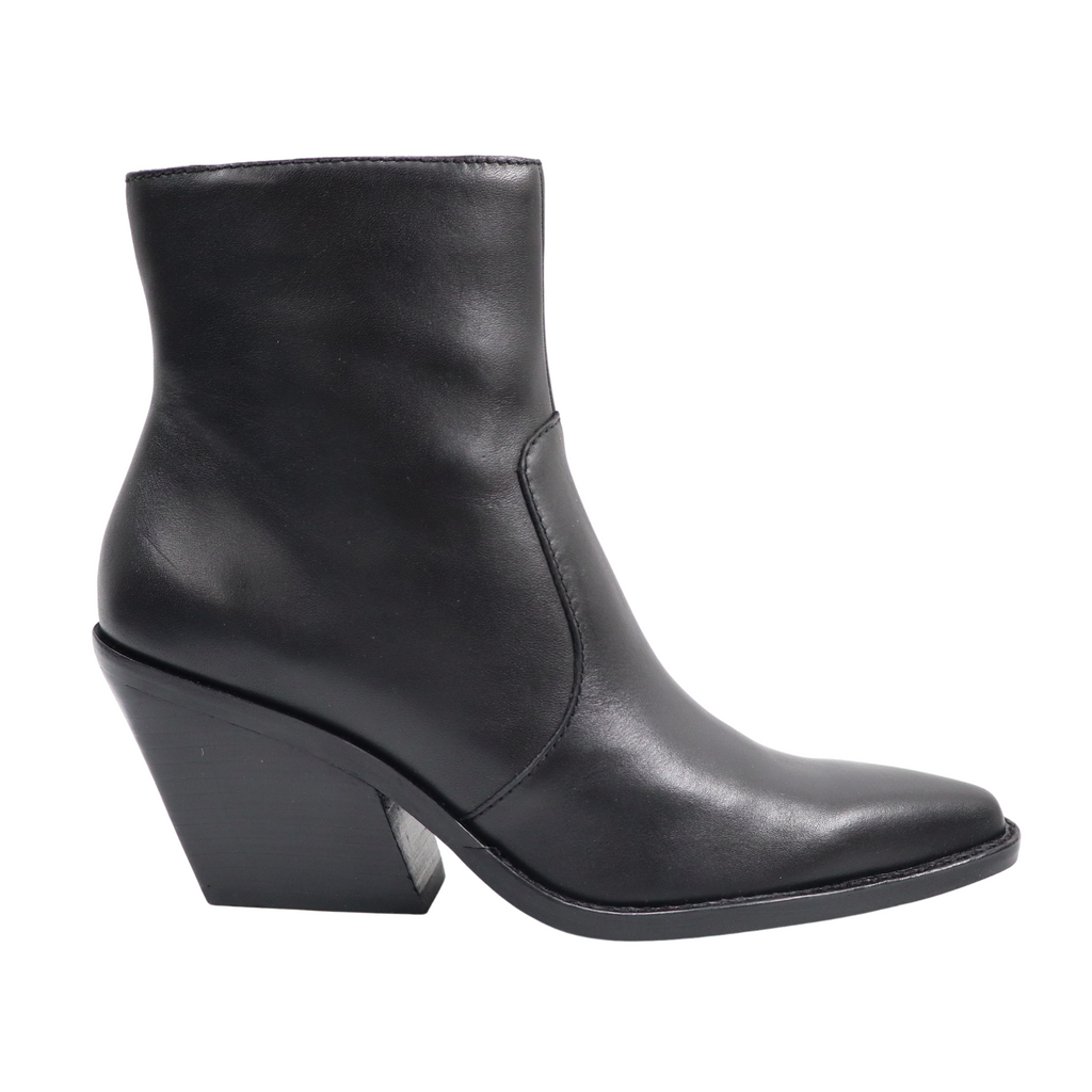 🔥DOLCE VITA Women's Volli Pointed Toe Stacked Heel Leather Booties, Black, 6US