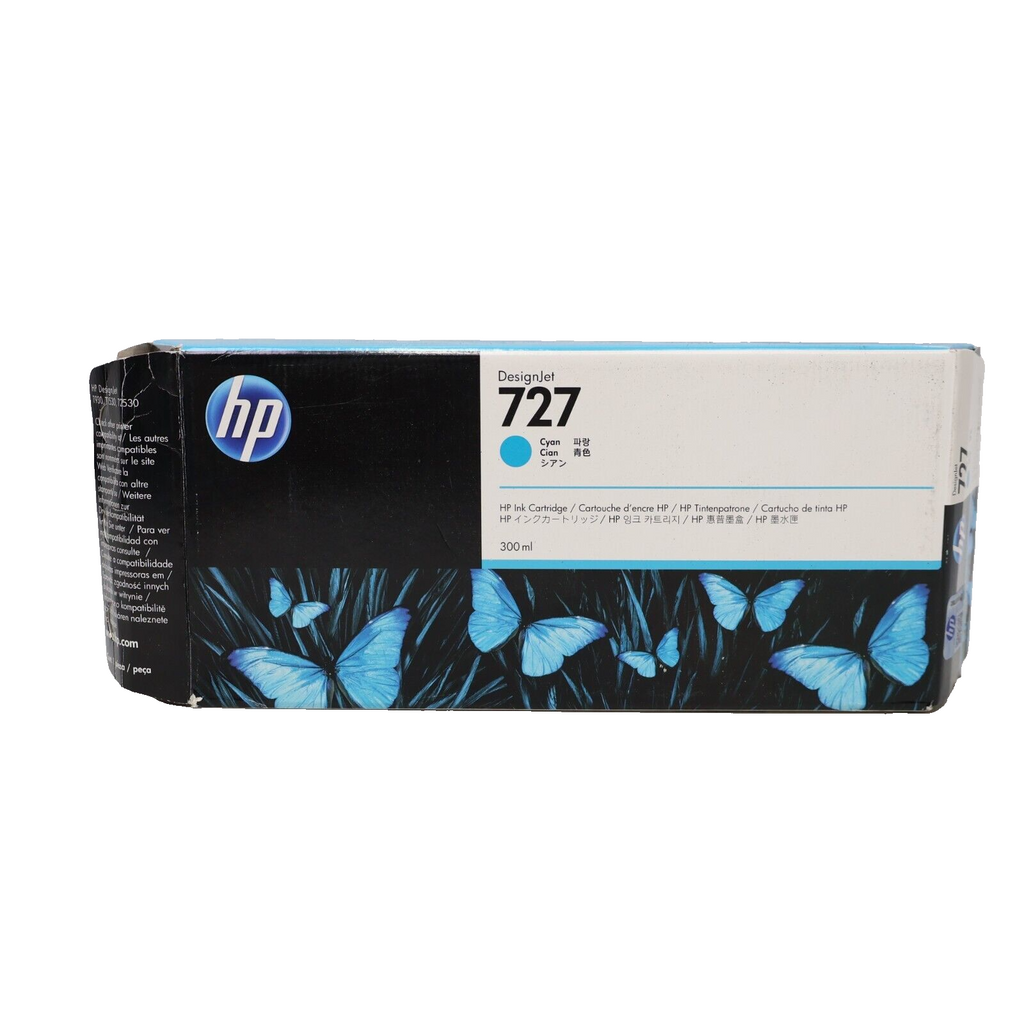 GENUINE HP 727 DesignJet Cyan Ink Cartridge F9J76A OEM 300ml EXP 3/20 Open Pack