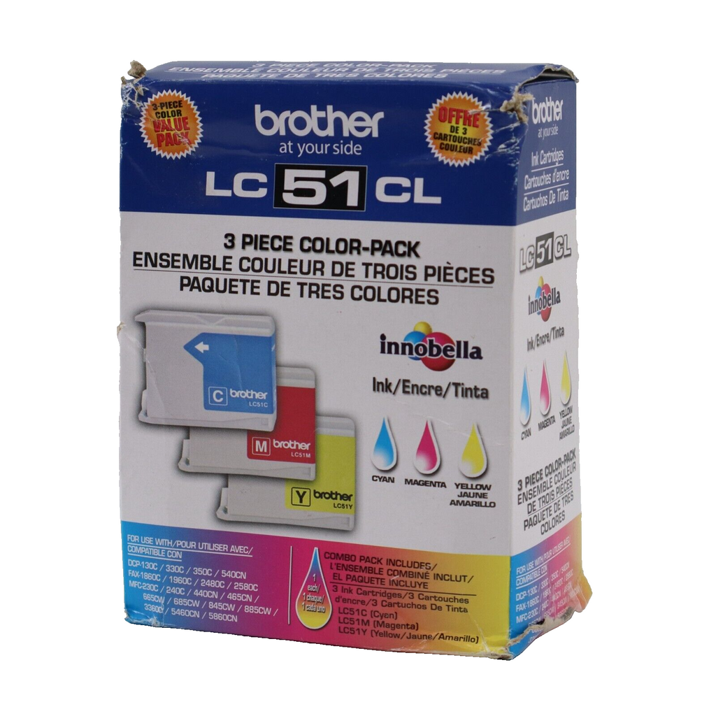 🔥Genuine Brother LC51CL 3-Pack Color Ink Cyan Magenta Yellow SHIPS TODAY🔥