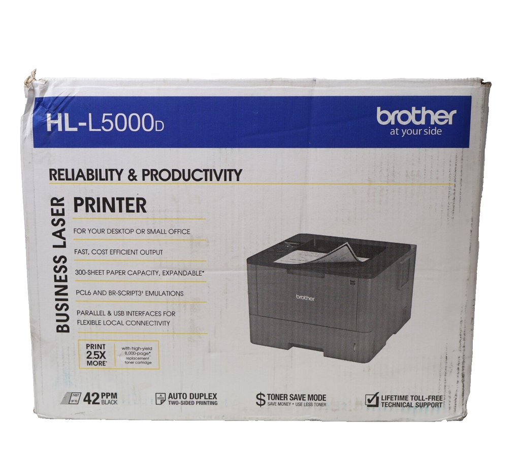 Brother HL-L5000D Monochrome Laser Printer - Open Box Tested Works