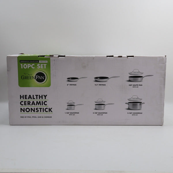 🔥GreenPan Greenwich 10pc Stainless Steel Cookware Set NEW OPEN BOX SHIPS TODAY