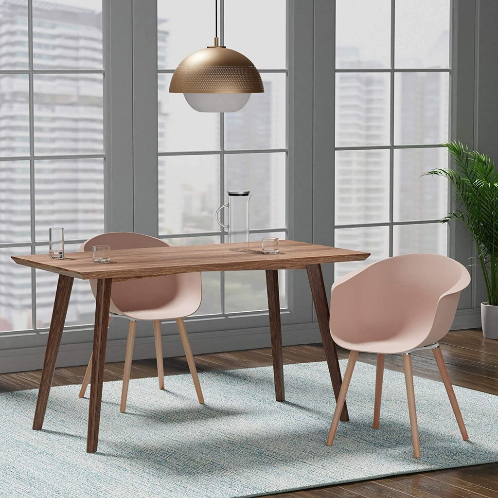 Rivet Alva Modern Curved Dining Chairs Set of 2 Plastic Modern Chair w Wood Legs