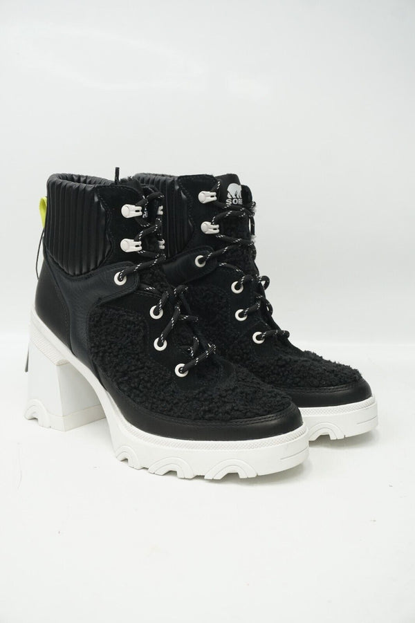 🔥Sorel BREX Heel Cozy Lace Waterproof Boots, Black/Sea Salt, 9.5M US/40.5EU🔥