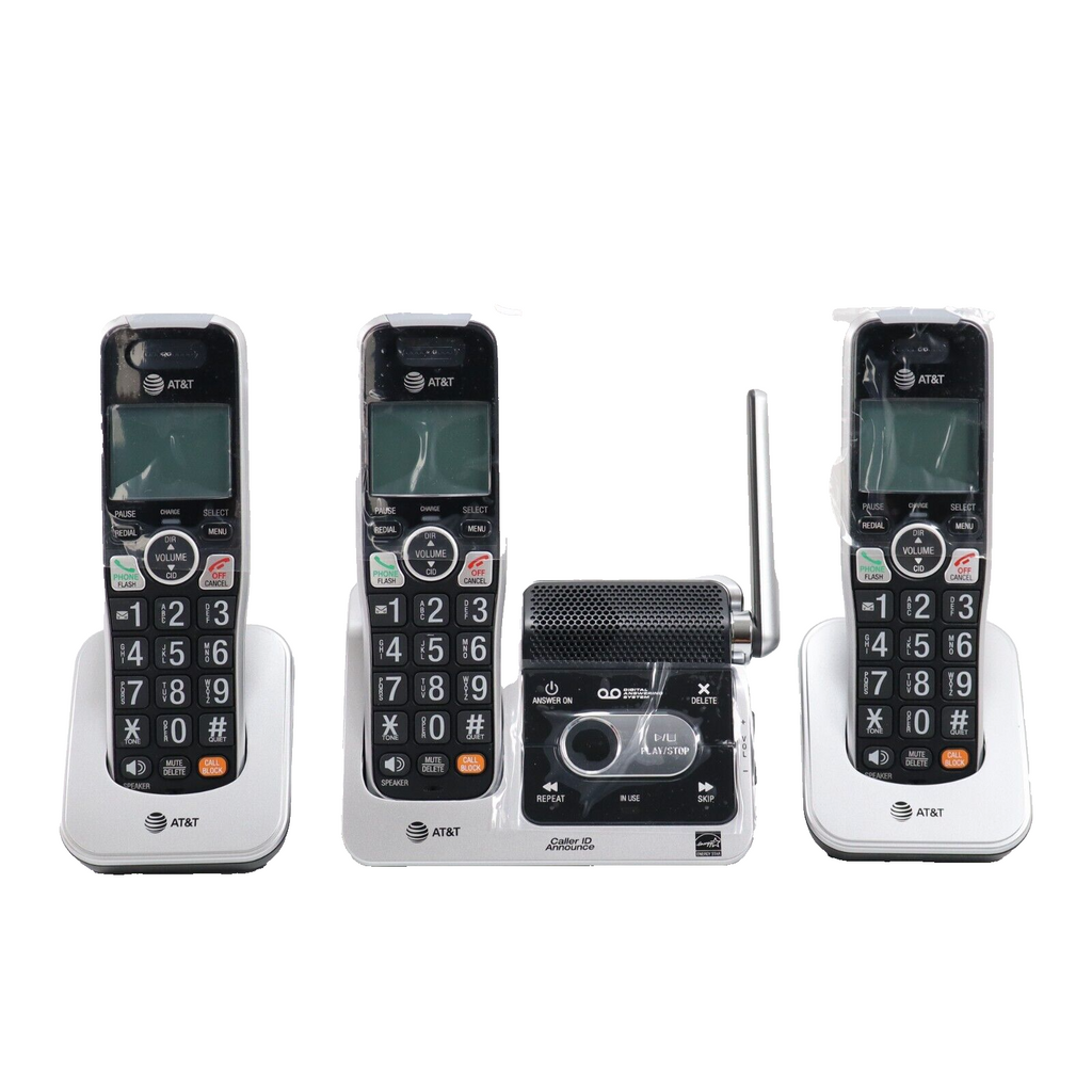 🔥AT&T BL102-3 DECT 6.0 3-Handset Cordless Phone for 3 Handset, Silver/Black 🔥