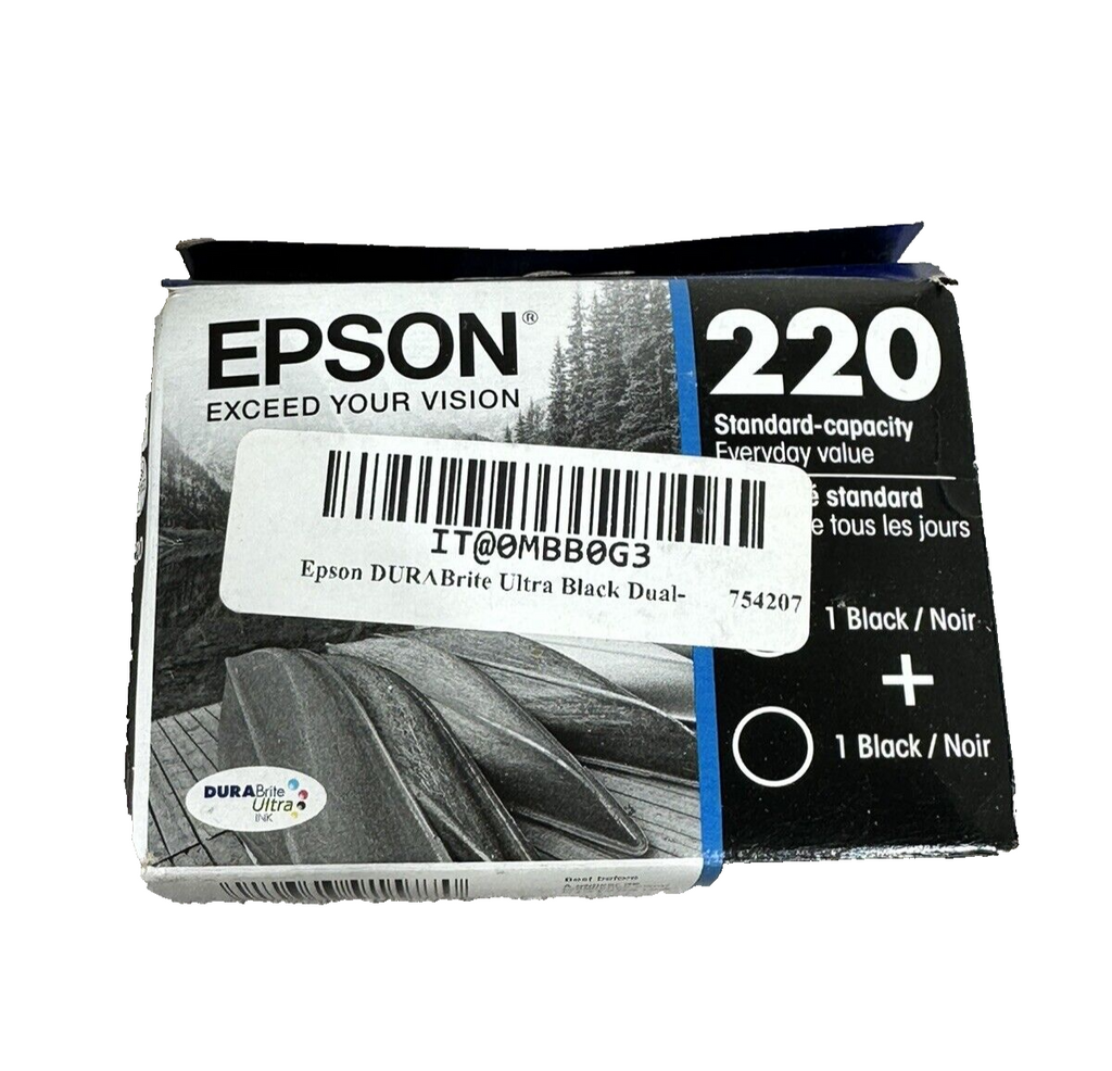 🔥NEW - EPSON 220 BLACK 2-PACK Ink Standard-Capacity SEALED BOX Exp: 9/2021🔥