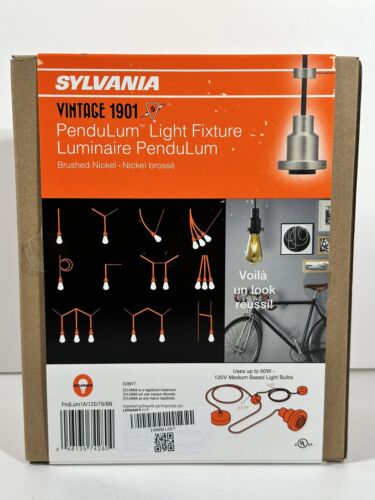 SYLVANIA 74280 Vintage Industrial-Style Adjustable Pendulum Light Brushed Nickel