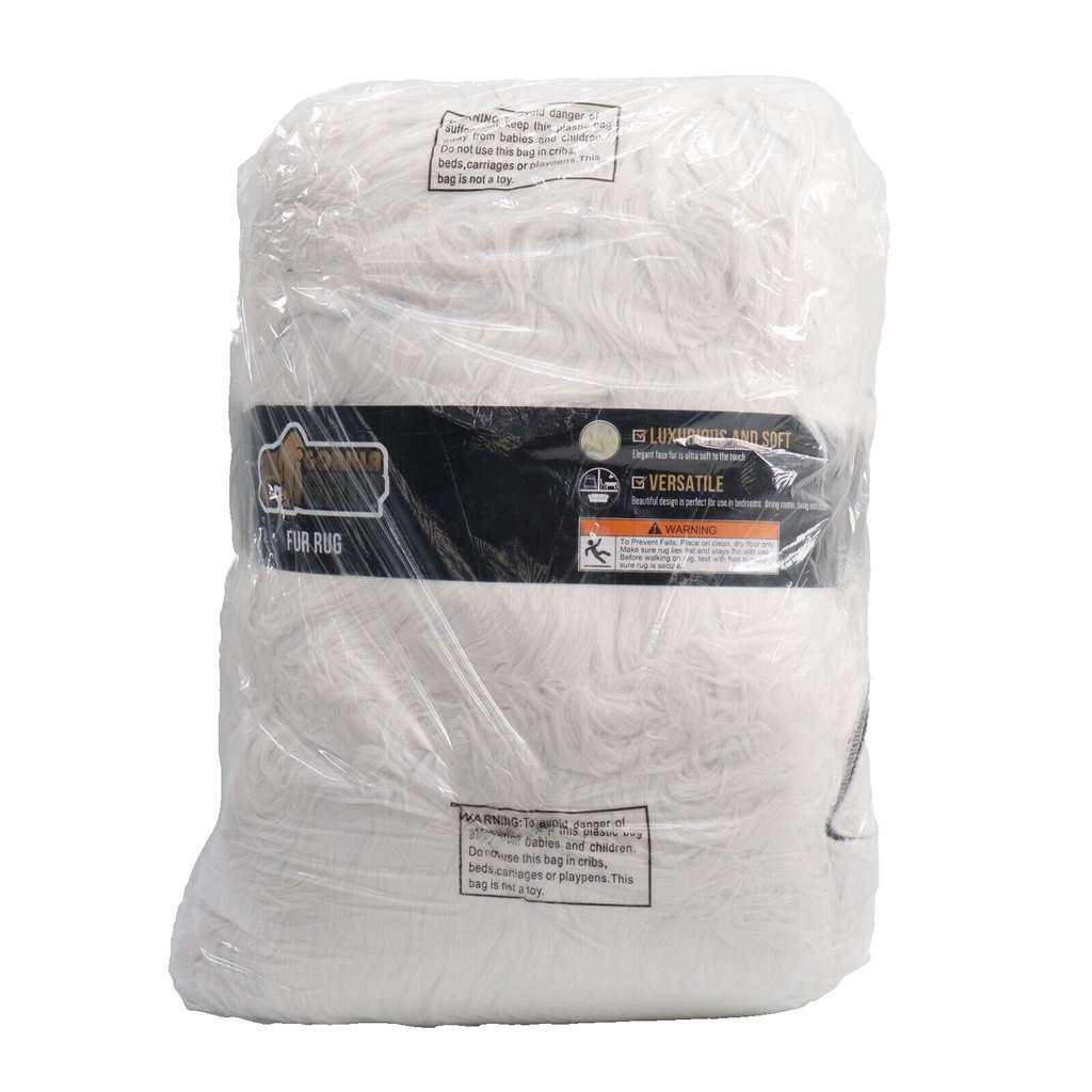 🔥Gorilla Grip Fluffy Faux Sheep Fur Rug, 6x9 Machine Washable Soft Pure WHITE🔥
