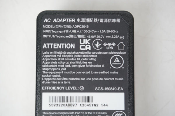 Genuine AOC ADPC2045 20V 2.25A 45W Monitor AC/DC Power Adapter Cord/Charger