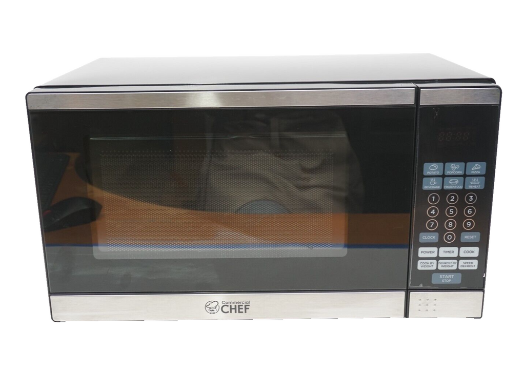 🔥Commercial Chef CHM770SS Countertop Microwave Stainless Steel Trim SMALL DENT