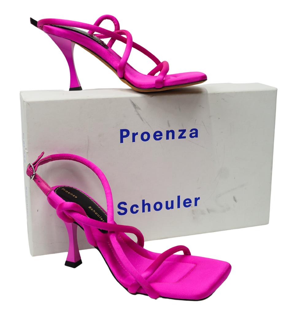 🔥NEW Proenza Schouler Raso Satin Strappy Sandals, Bright Pink, 35EU MSRP $795🔥