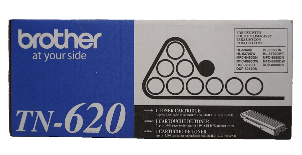 NEW GENUINE BROTHER TN620 BLACK TONER CARTRIDGE TN-620 - SEALED BAG DAMAGED BOX