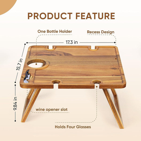 Portable Mini Picnic Table🍷wine holder 🧀 charcuterie board 🥐 Camping Concerts