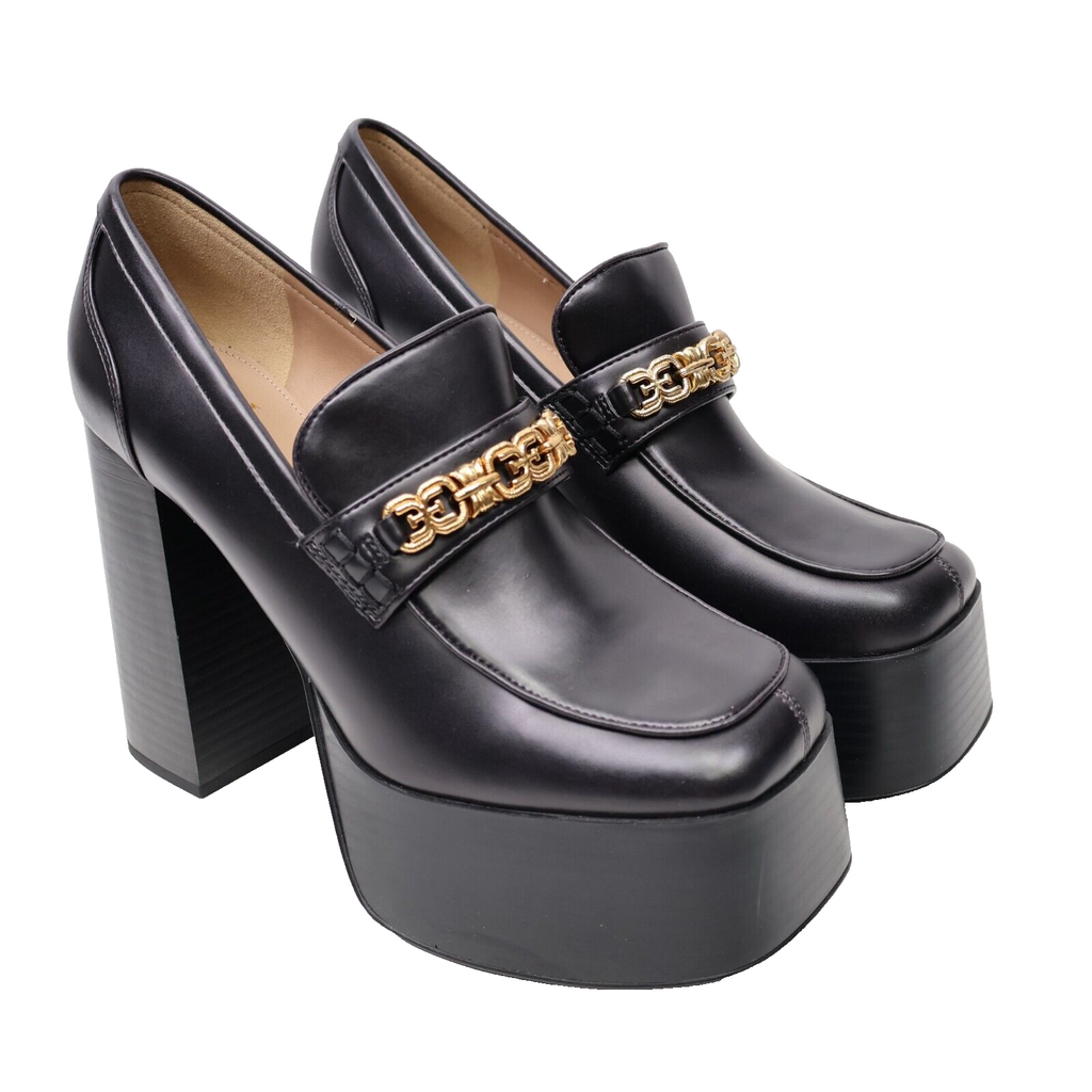 🔥Sam Edelman Rowe Black Platform Heeled Loafers Black 6.5US/36.5EU MSRP$180