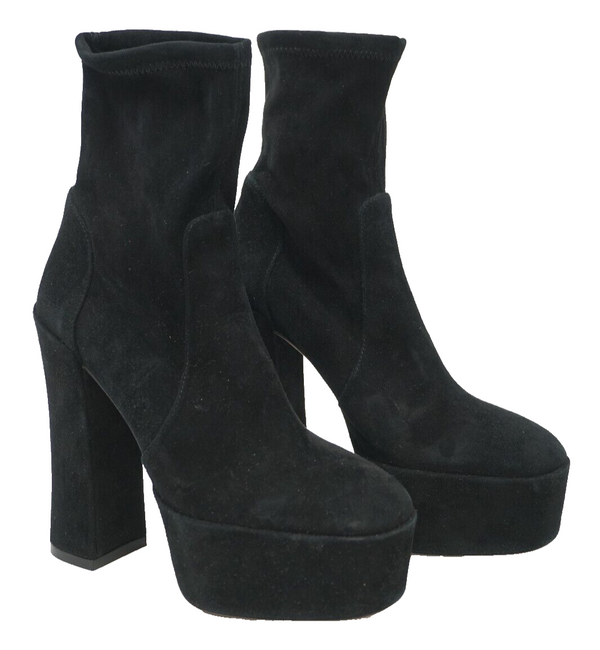 STUART WEITZMAN Skyhigh 145 Platform Bootie Suede Black Size 6US/36.5EU MSRP$695