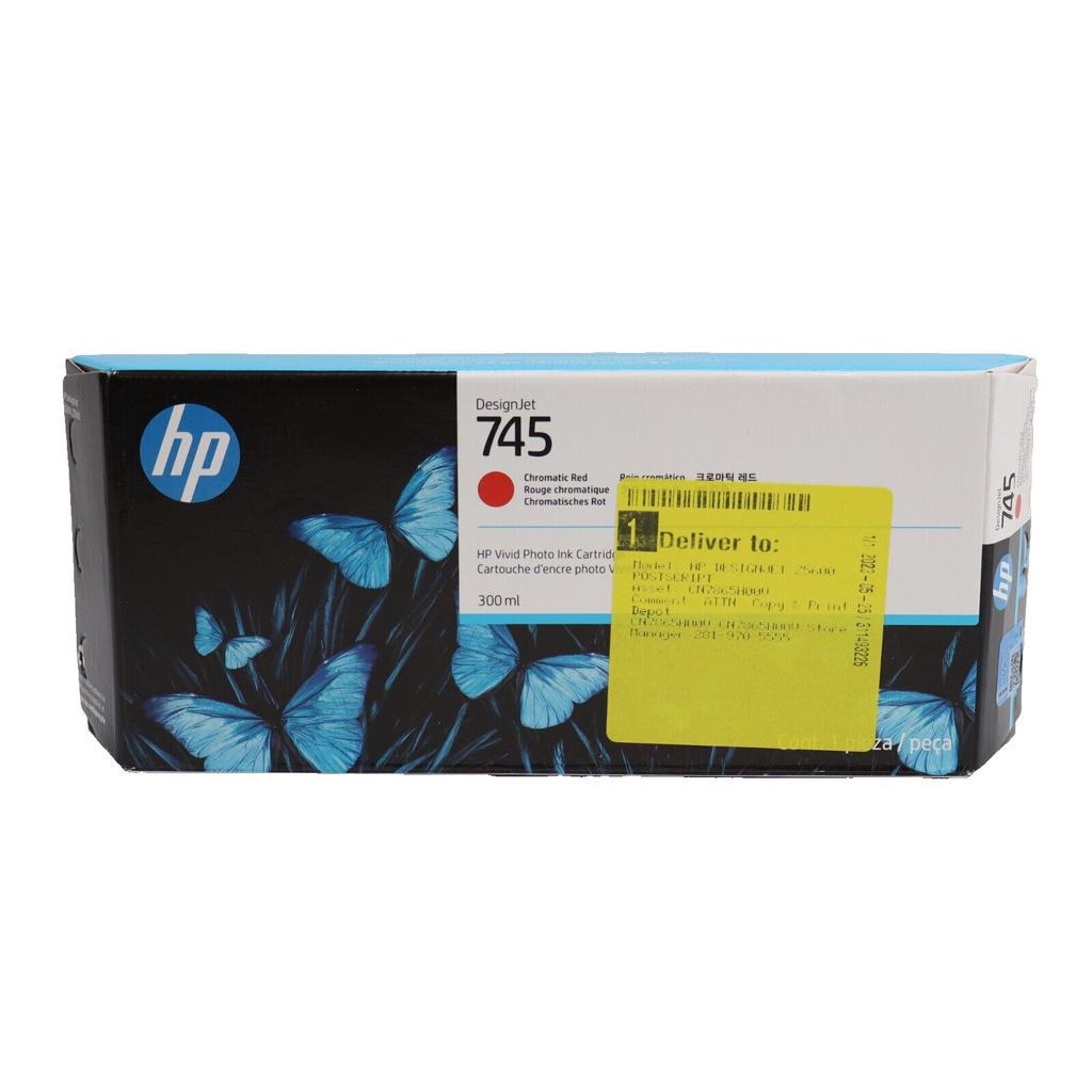 GENUINE HP 745 Chromatic Red 300ml Ink Cartridge F9K04A DesignJet Z2600 Exp 2024