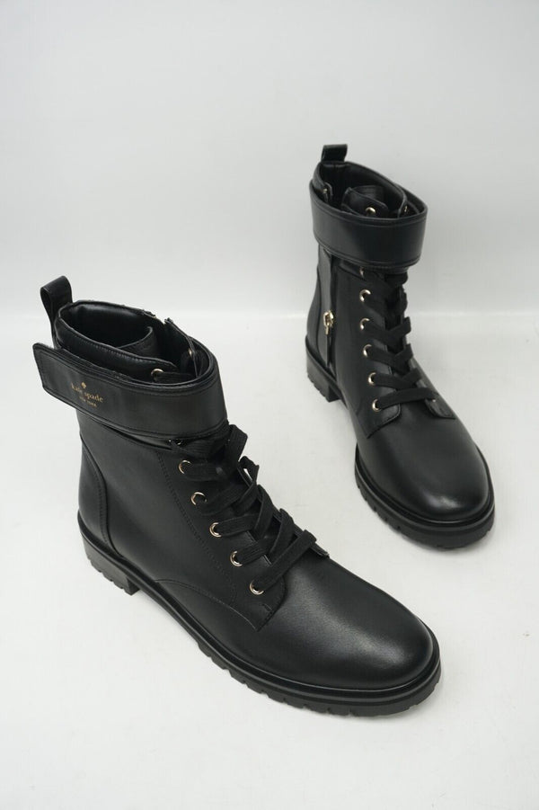 🔥Kate Spade Womens Joplin Ankle Boots Lace Up Black Leather Lug Sole, 11B US🔥