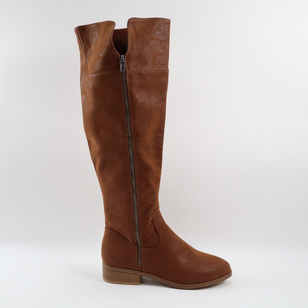 🔥MIA Carsyn Faux Leather Zip Over The Knee Boots, Brown, 8.5US SHIPS TODAY🔥