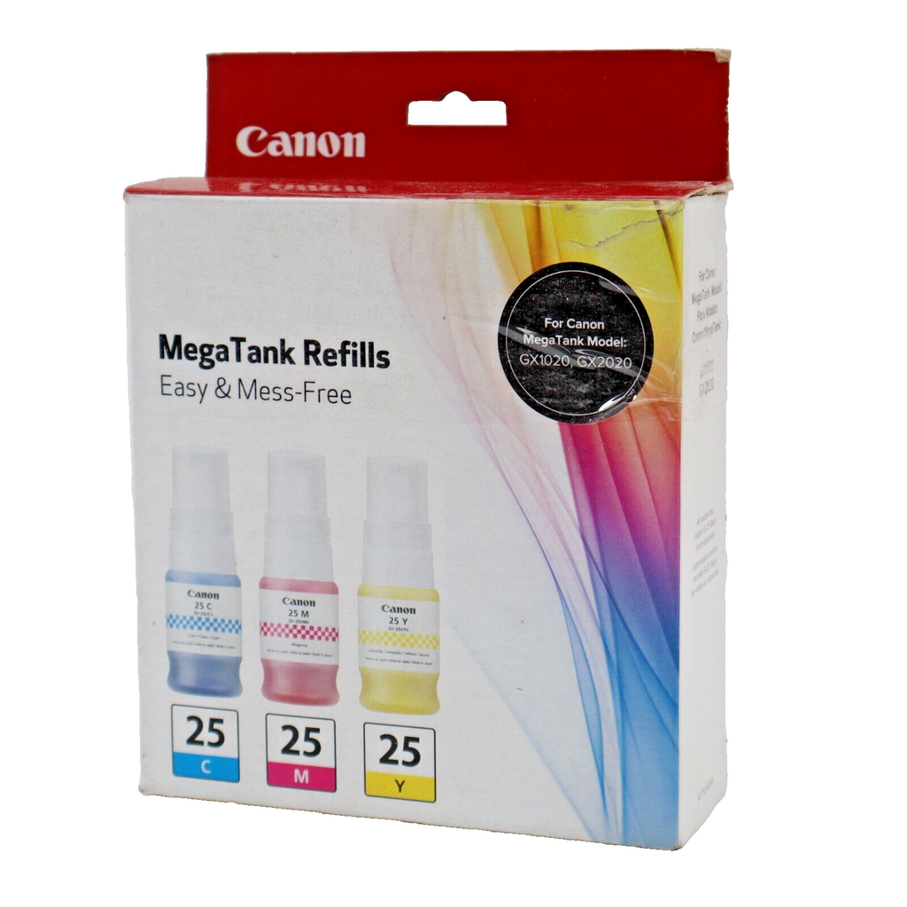 🔥Canon MegaTank GI-25 CMY 3 Ink Bottles Pack Cyan/Magenta/Yellow SHIPS TODAY🔥