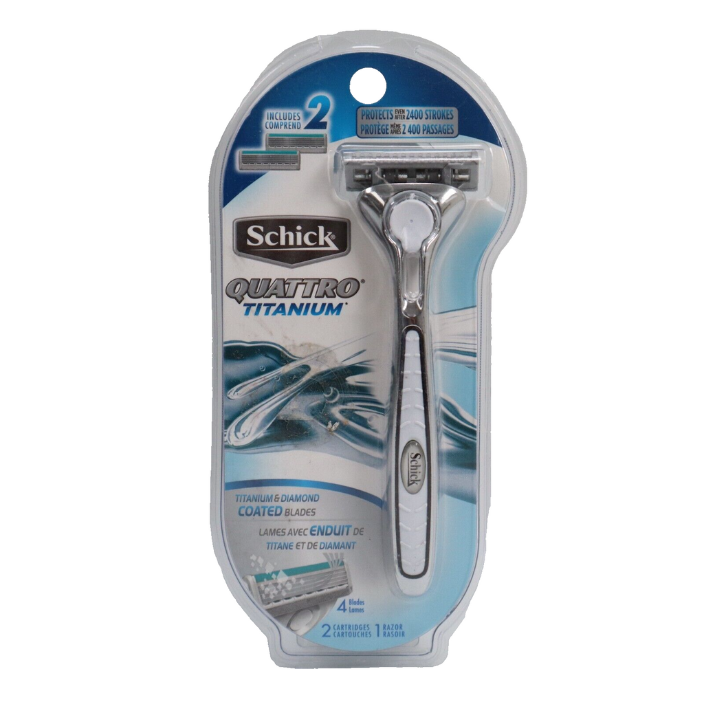 🔥NEW Schick Quattro Titanium Razor, 2 Cartridges, 1 Razor FAST FREE SHIPPING🔥