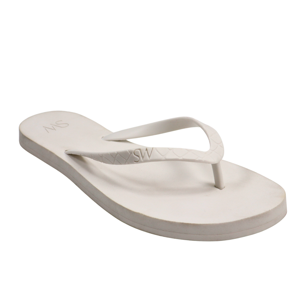 🔥Stuart Weitzman Woman's Embossed Flip Flop Sandals, White, 9US/39.5EU, MSRP$85