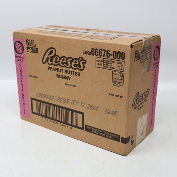 BOX OF 6 REESE'S Milk Chocolate Peanut Butter Bunny Easter Candy 5 Oz EXP DEC 24