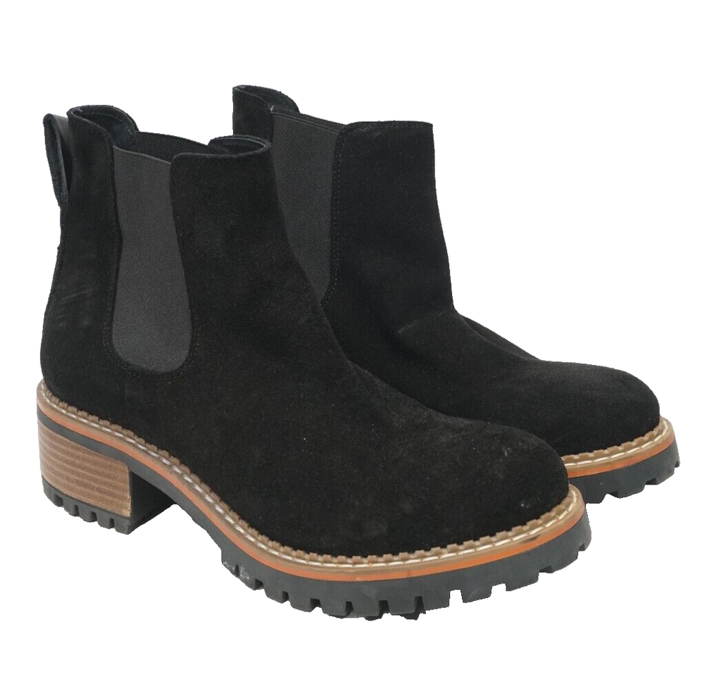 🔥Bertuchi Spain Black Suede Chunky Chelsea Ankle Boots 9-9.5US/40EU SHIPS NOW