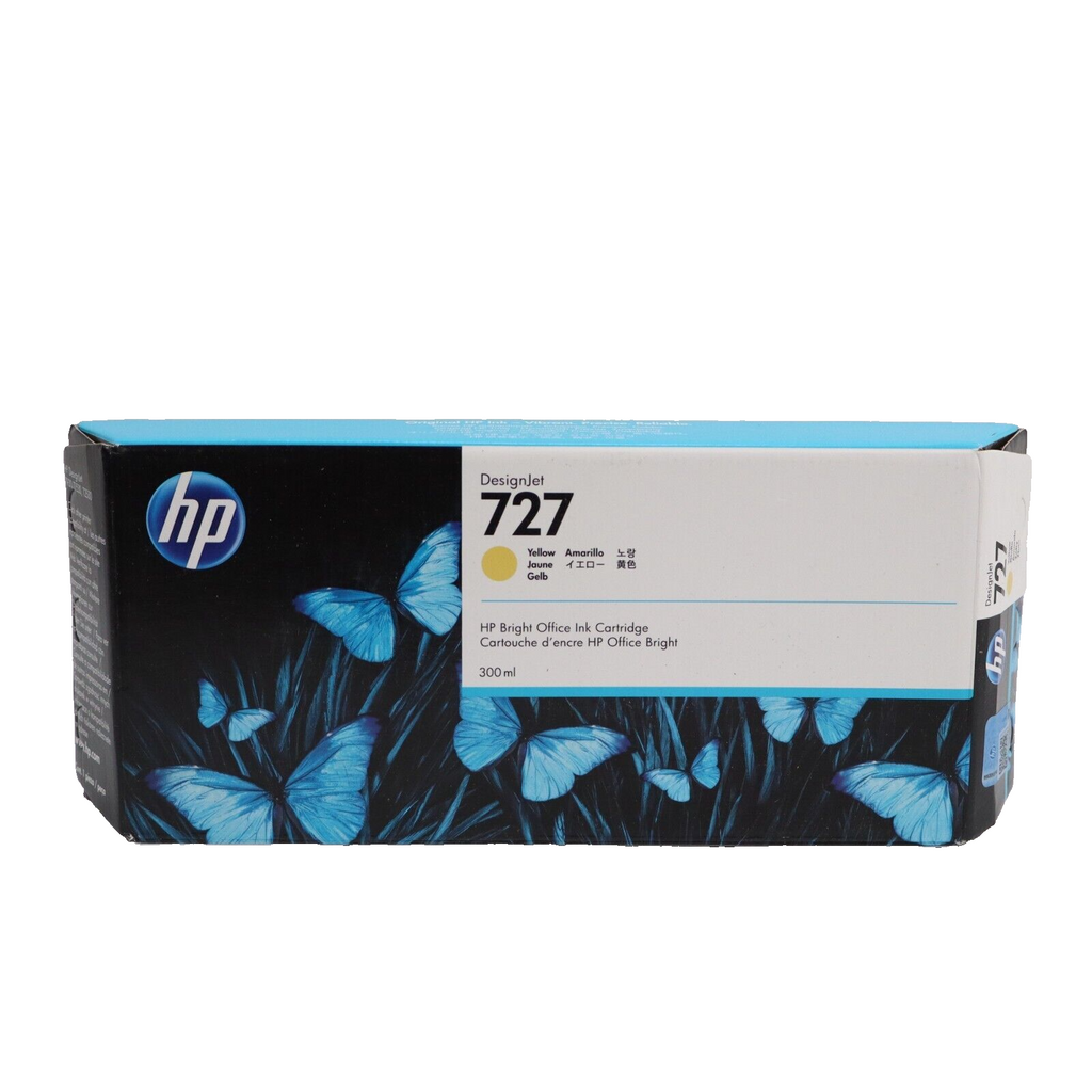 Genuine HP 727 Yellow 300ml F9J78A DesignJet T1500 T920 T2500 EXP 12/23 SHIP NOW