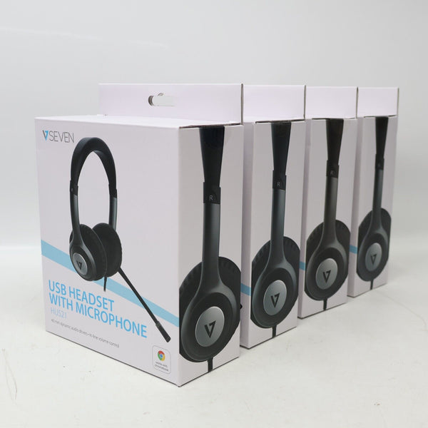 🔥4 PACK V7 AUDIO HU521-2NP Deluxe USB Headset with Boom Microphone NEW SEALED🔥
