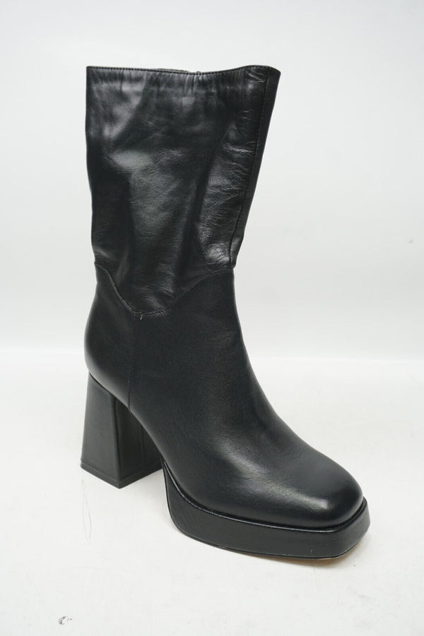 Charles David Verity Chunky Heel Platform Boots, Black Leather 7.5US, MSRP $349