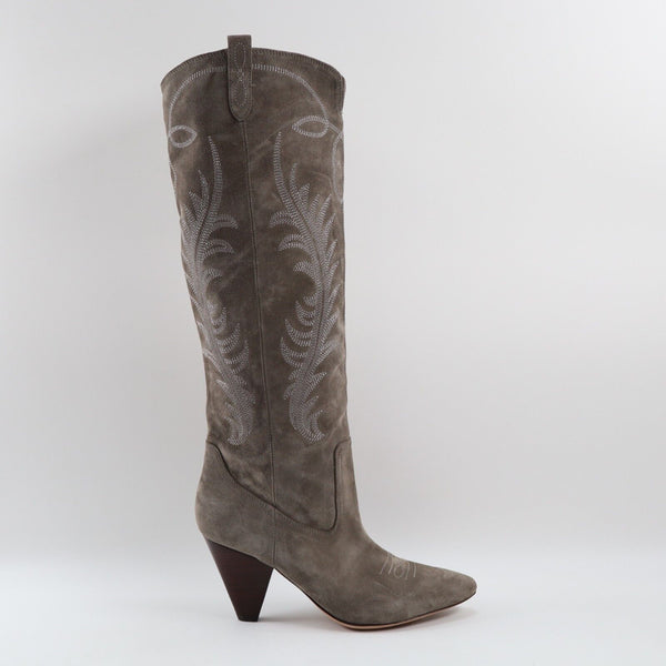 🔥Veronica Beard Ballan Suede Knee High Western Boots, Taupe 9 US/40EU MSRP$695