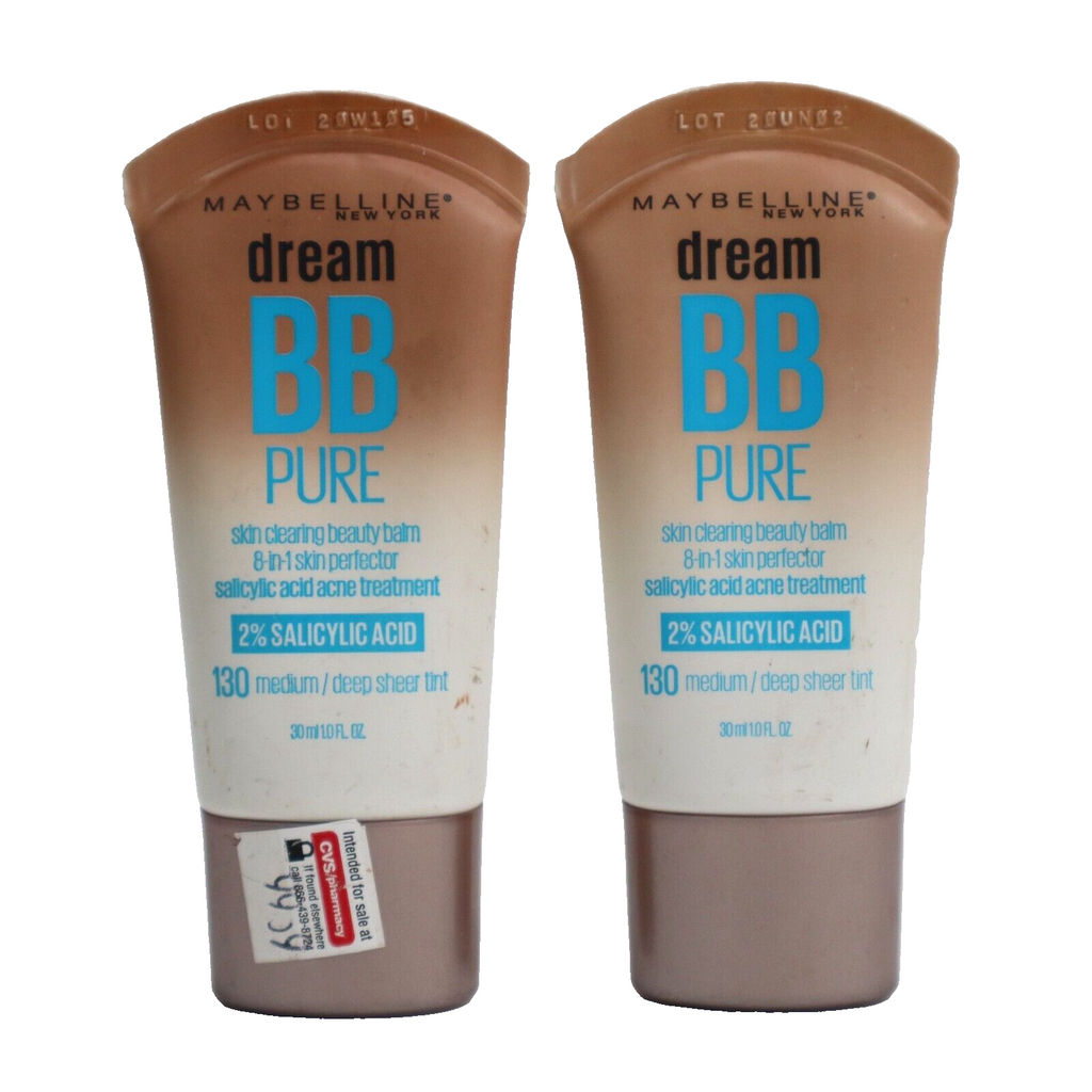 🔥2 X Maybelline Dream BB Pure Skin Clearing Beauty Balm 130 Medium Deep Tint🔥