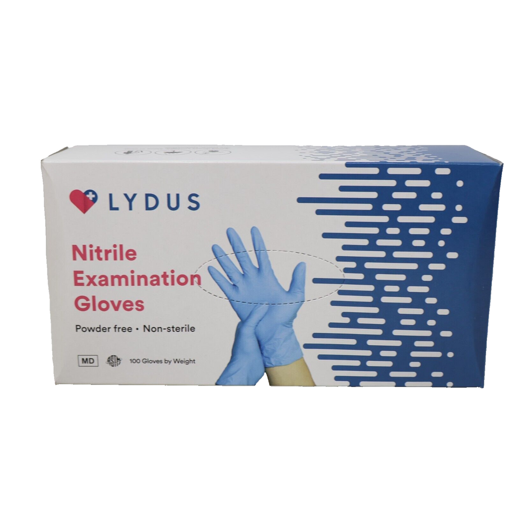 🧤Lydus Nitrile Exam Gloves, Blue Medium Powder-Free, Non-sterile 1 Case (10 BX)